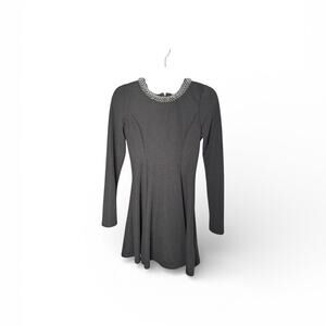 Guess Black Beaded Neck Long Sleeve Dress Zipper Back Sz Small
